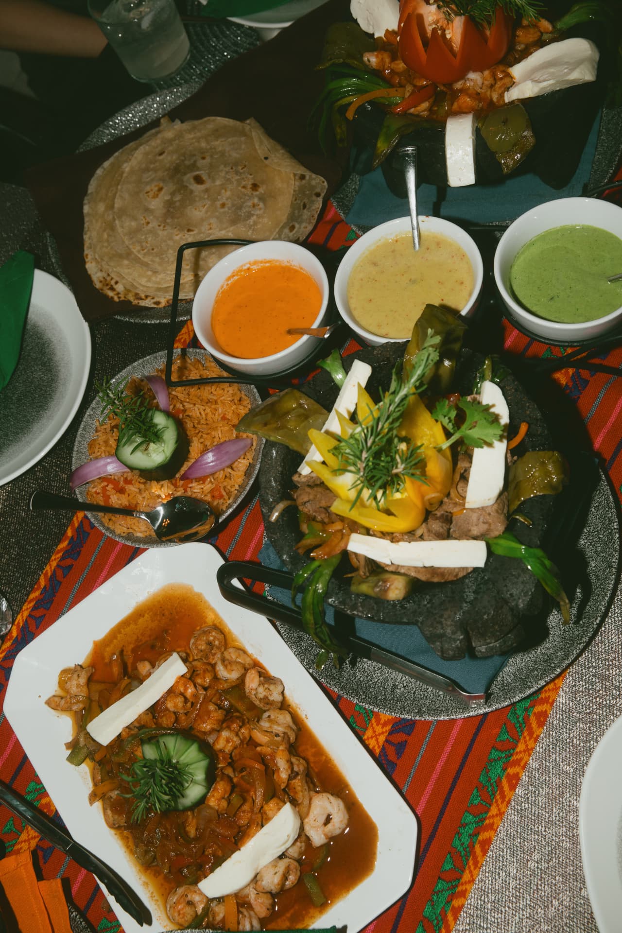 A colorful Mexican dinner prepared and served at the villa