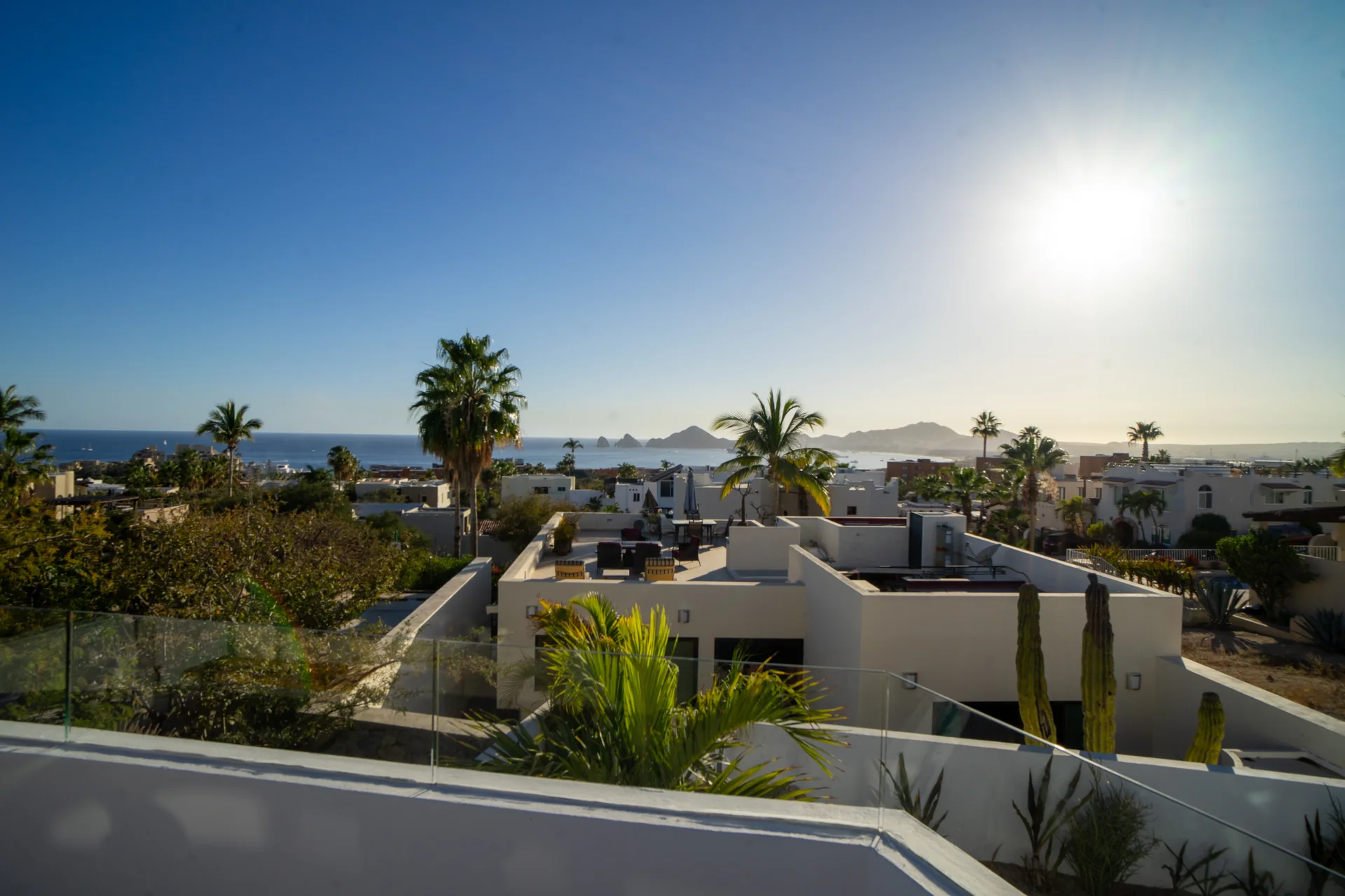 Ocean and Cabo coastline from the villa balcony